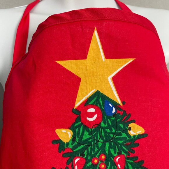 Christmas Apron Tree Presents Pockets Handmade Novelty Gift Red Green Holiday - Picture 9 of 13